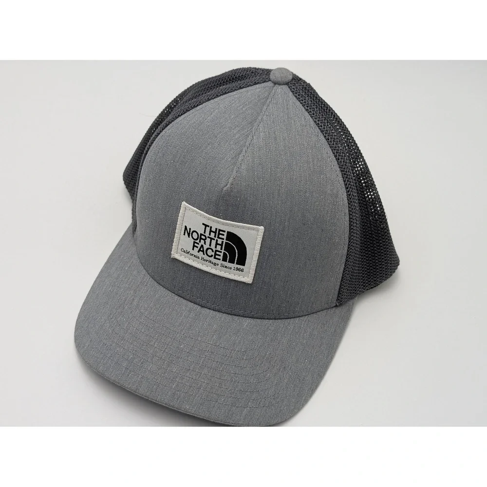 The North Face Trucker Hat Grey Heritage Patch Snapback Flexfit 110 Mesh